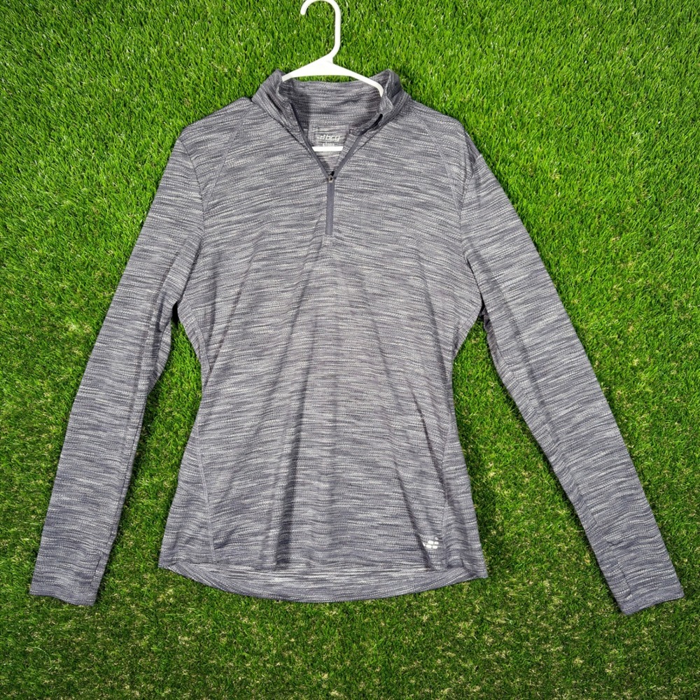 BCG Womens Heathered Gray‎ 1/4 Zip Long Sleeve Athletic Performance Shirt Size M